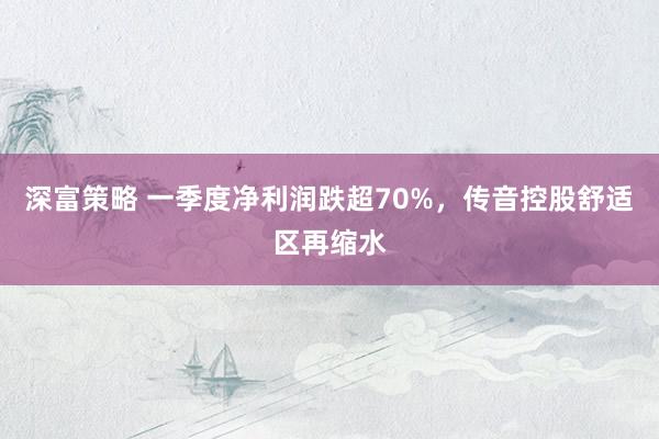 深富策略 一季度净利润跌超70%，传音控股舒适区再缩水